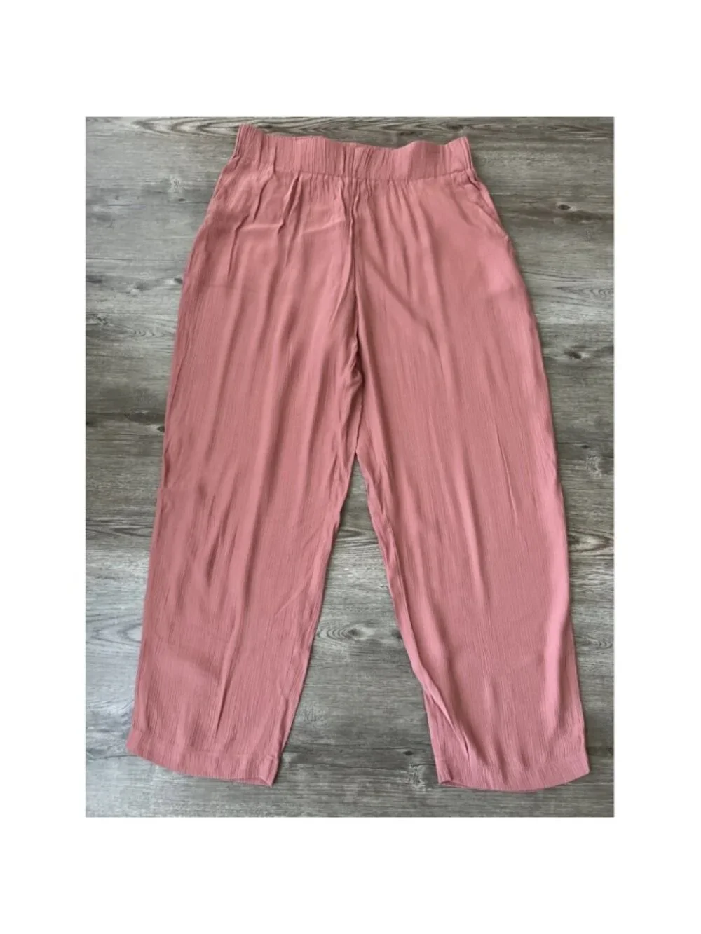 LOFT High Rise Straight Pants Womens L Pink Gauze Crinkle Viscose NWT